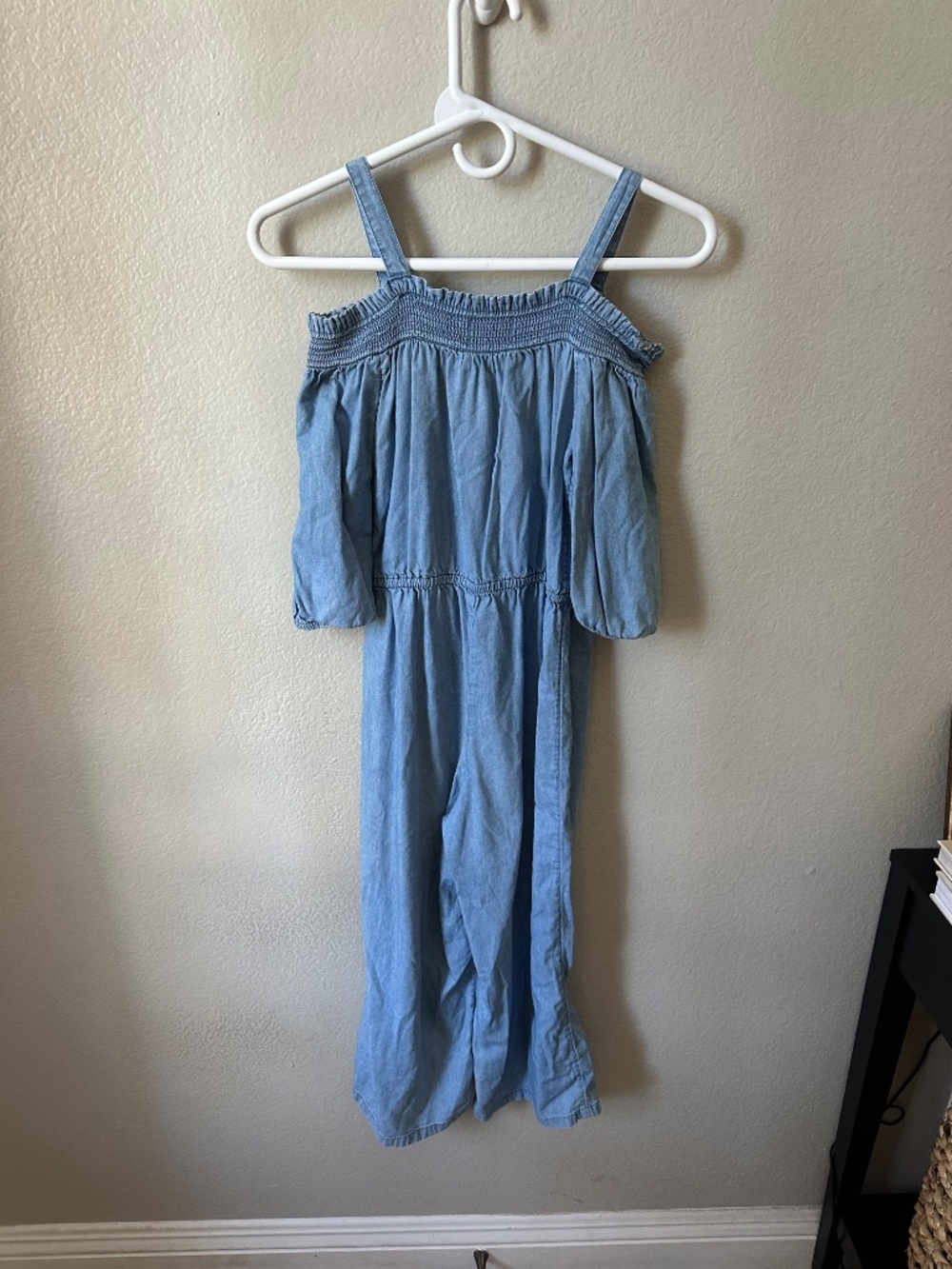 Old Navy Light Blue Embroidered Cold-Shoulder Jumpsuit- Large (10/12) - Picture 5 of 6